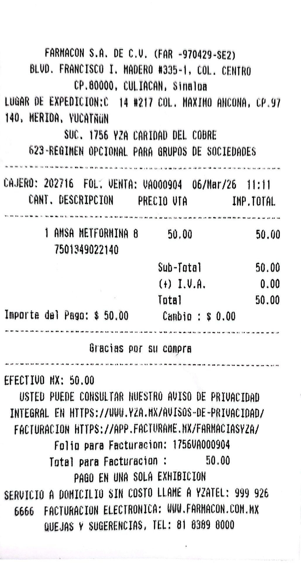 ticket de farmacias-yza